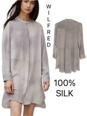 Wilfred (Aritzia) Bossut Shirt Dress • 100% Silk • Size XS - Gray
